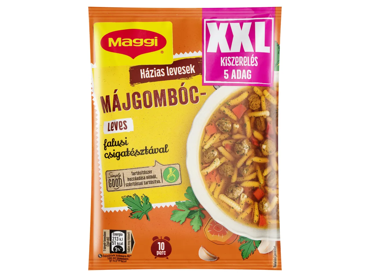Maggi XXL leves húsgombóccal és tésztával: 5 adag.
