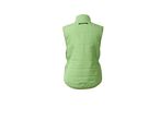 Light green quilted vest with reflective stripes on the back