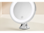 Oglindă de machiaj cu lumină LED, design modern și bază adezivă.