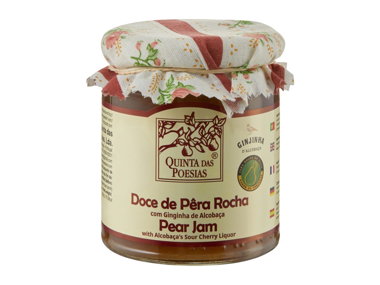A jar of Quinta das Poesias Pear Jam with Alcobaça's Sour Cherry Liquor.