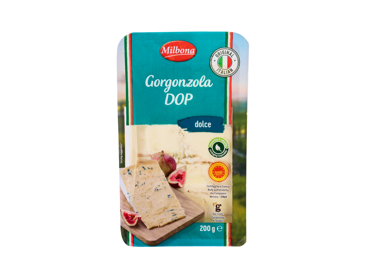 Brânză Milbona Gorgonzola DOP dolce cu smochine, 200g.