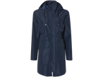 Navy blue hooded rain jacket with pockets