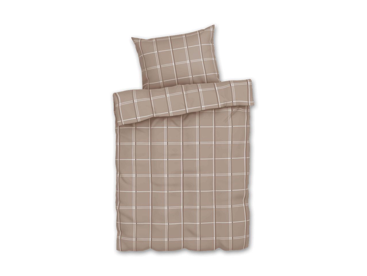 Bettwäsche-Set mit kariertem Muster in Beige und Weiß