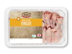 En pakke med rå kyllingevinger fra Vilstrupgaard, mærket som 'Danish Kylling Vinger' og vejer 650 g.
