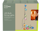 LIVARNO LED svetleći lanac sa 10 šarenih plastičnih sijalica, ukupne dužine 8m.
