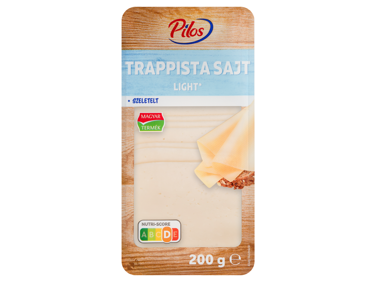 Pilos Trappista Light sajt, 200g, szeletelt.