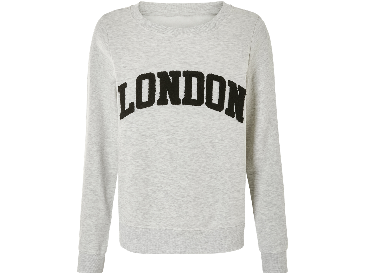 Grå sweatshirt med texten "LONDON".