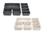 Zwei Sets von Filz-Organizer-Boxen in Grau und Beige, verschiedene Größen