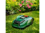 Parkside robotic lawnmower on green grass.