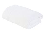 A folded white bath towel.