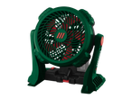 Ventilador Parkside: portátil, verde, com detalhes vermelhos.