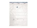Clear vacuum storage bag with a blue seal, valve, and usage instructions.