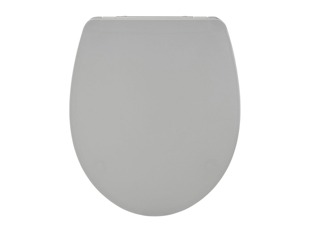 A gray toilet seat.