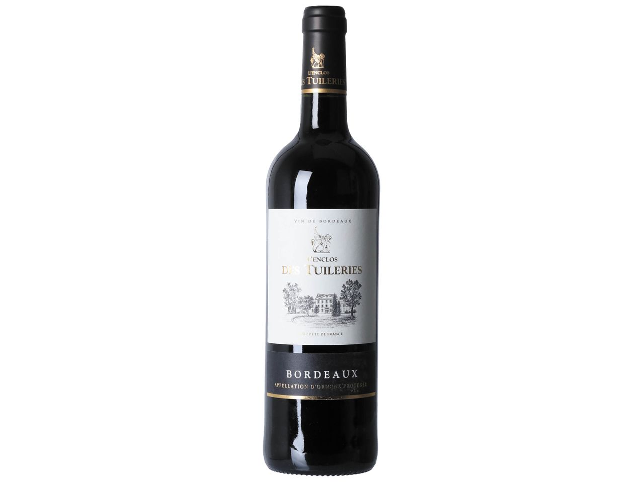 Bouteille de vin rouge L'Enclos des Tuileries Bordeaux.