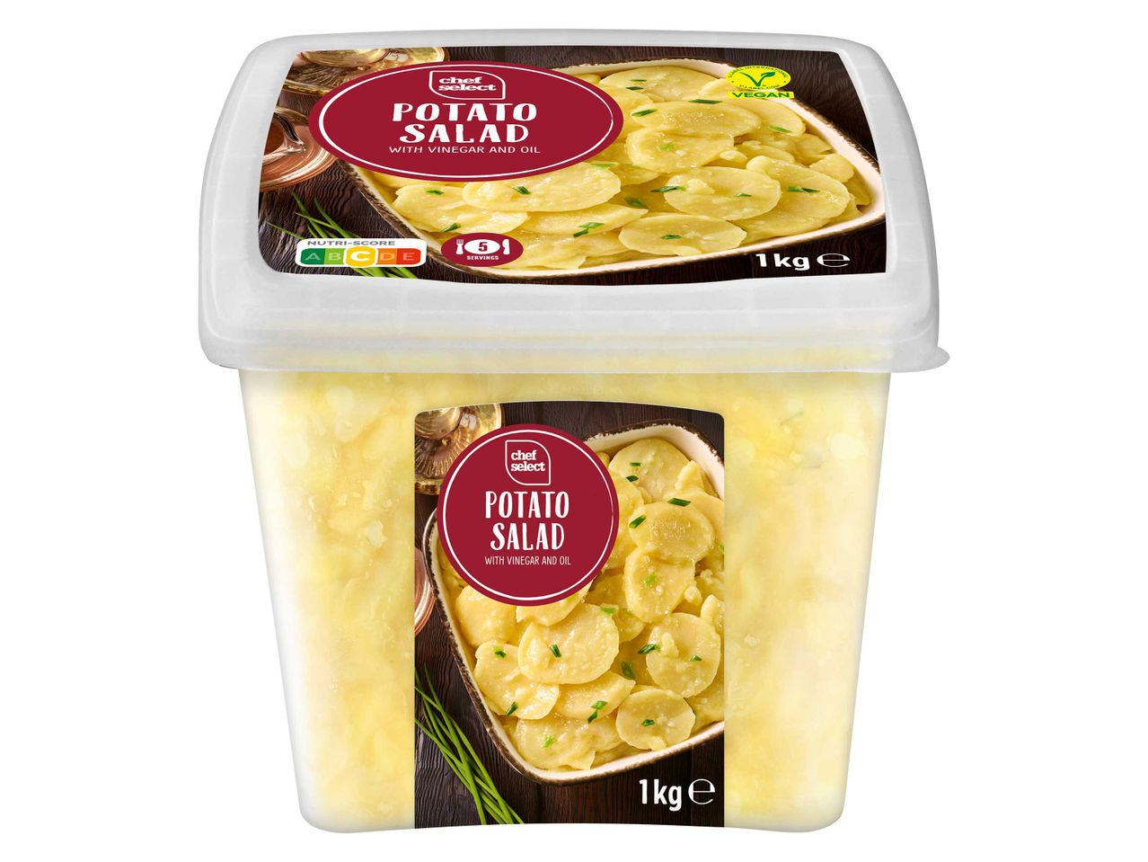 Egy doboz gombasaláta, valószínűleg a Lidl márkájú.