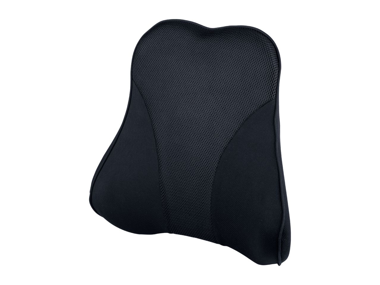 Black ergonomic lumbar support cushion with mesh fabric