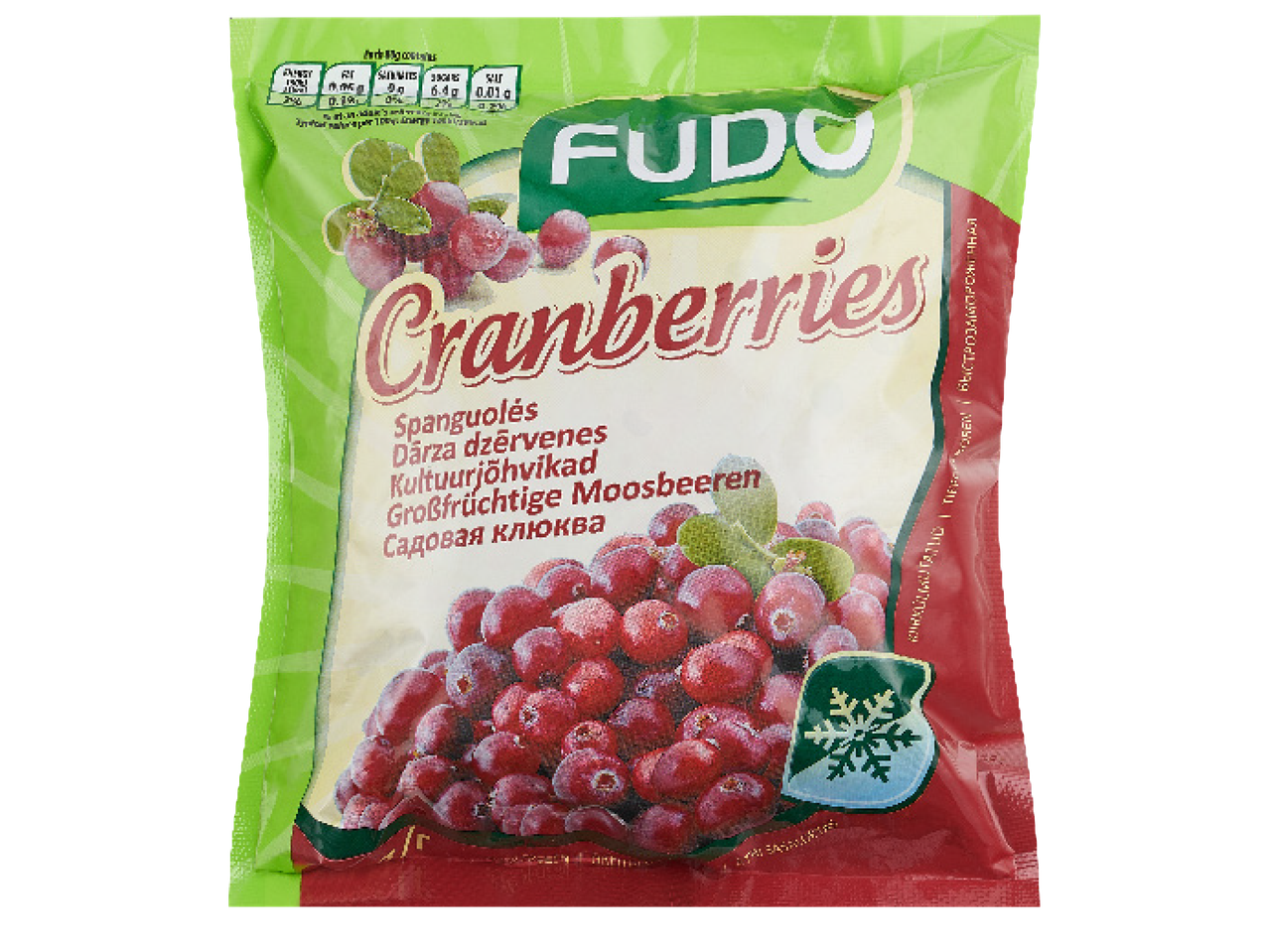 FUDO külmutatud jõhvikad pakendis