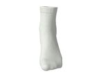 Single white sock with a ribbed cuff, viewed from the front.