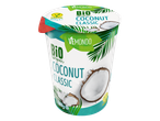 Vemondo Bio Organic Kokos Classic yoghurt met kokosstukjes en palmbladeren.