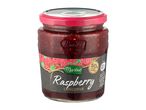Maribel raspberry conserve in a glass jar.