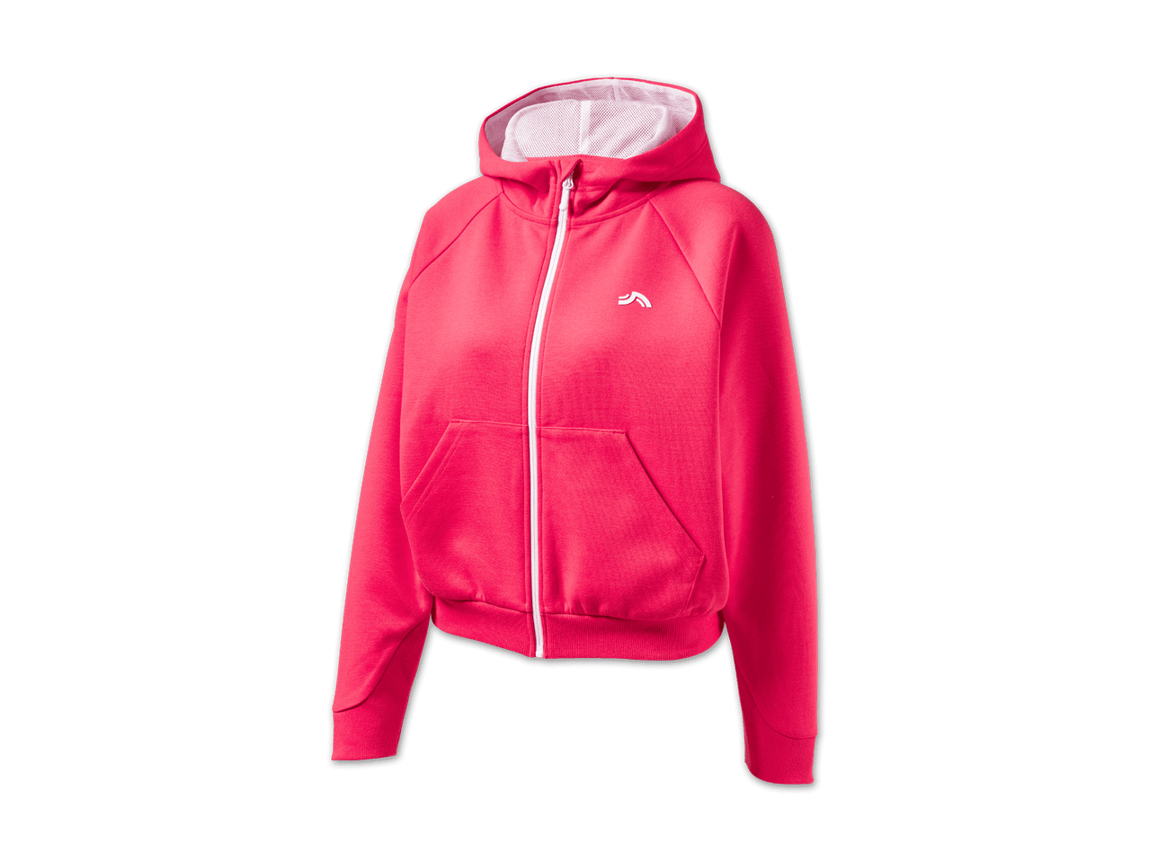 Roter Kapuzenpullover mit Reißverschluss und weißem Logo