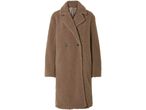 Cappotto lungo effetto Teddy marrone con bottoni neri