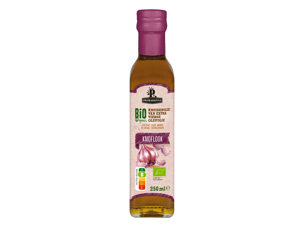 Primadonna Bio Biologische Knoflook Olijfolie, 250ml fles