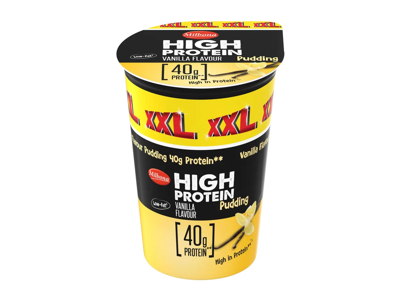 Milbona high-protein pudding, vanilla flavour, 40g protein.