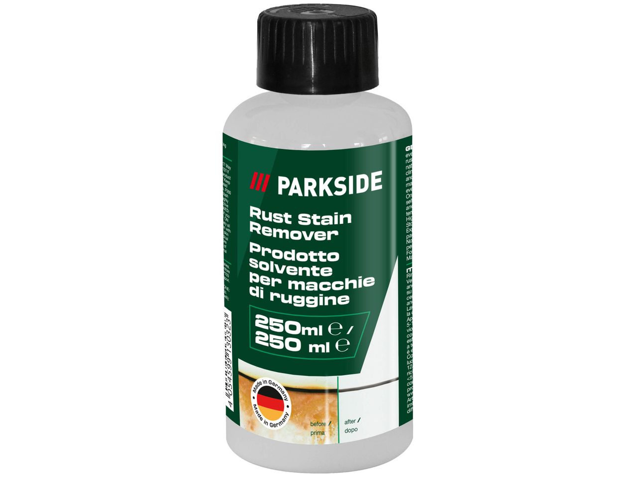PARKSIDE Rust Stain Remover, 250ml bottle, Made in Germany.