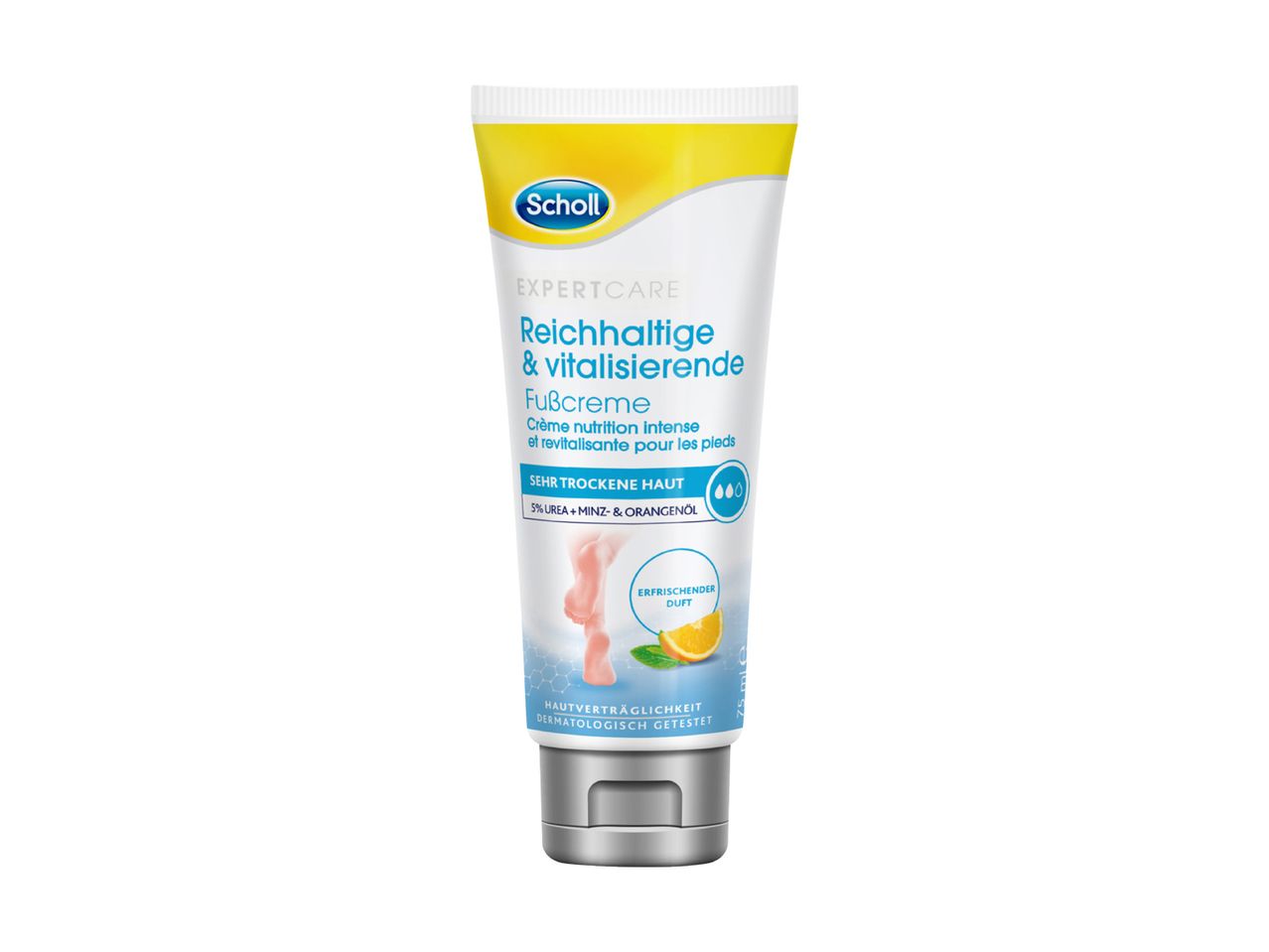 Crème Scholl ExpertCare pour pieds: Riche et revitalisante, pour peaux très sèches.