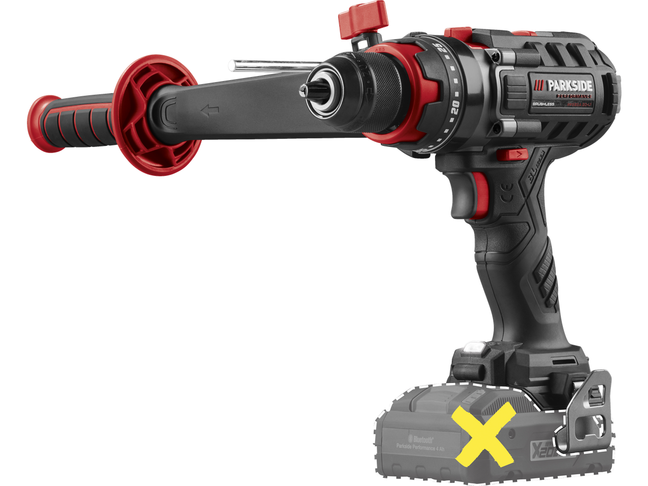PARKSIDE PERFORMANCE 20 V bezvadu triecienurbjmašīna PPSBSA 20-Li C3 ar Bluetooth akumulatoru