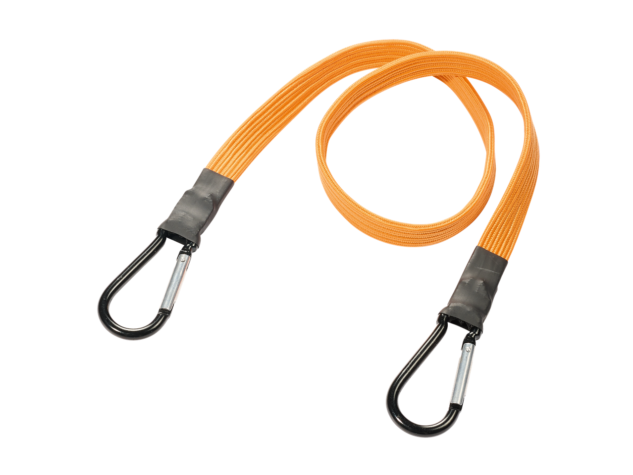 Oranžinė elastinga juosta su karabinais.