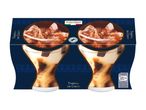 Two tiramisu ice creams in glasses, with a dark blue background and Italian-style text.