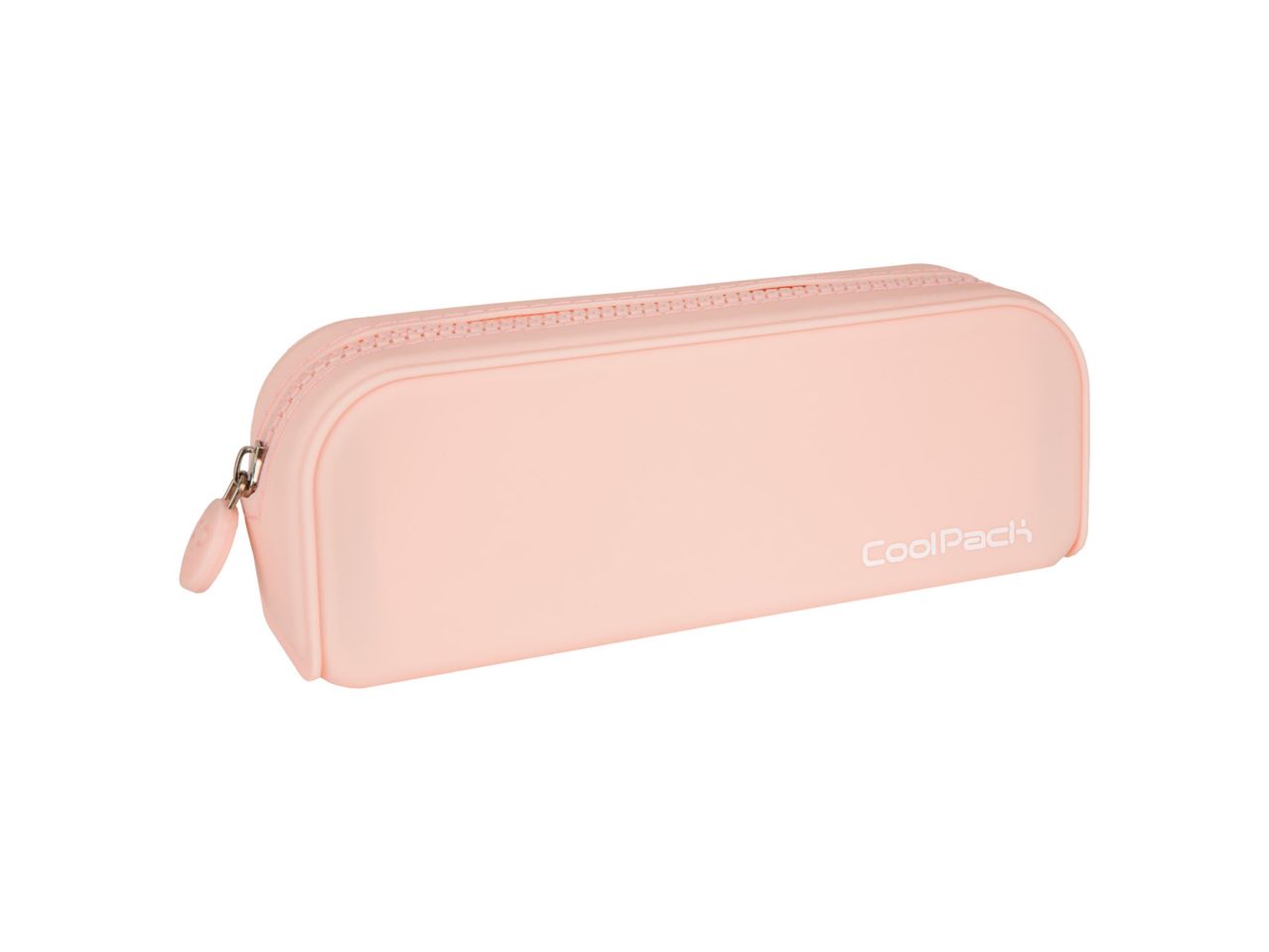 Růžový penál CoolPack z měkkého silikonu se zipem.
