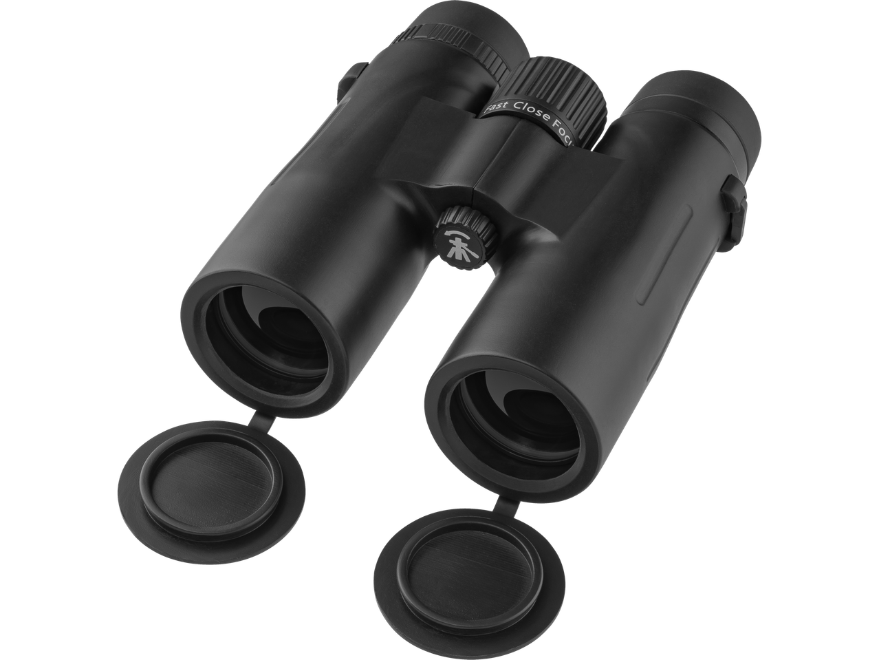 CRIVIT 10x42 Binoculars with lens caps open, showing the lenses