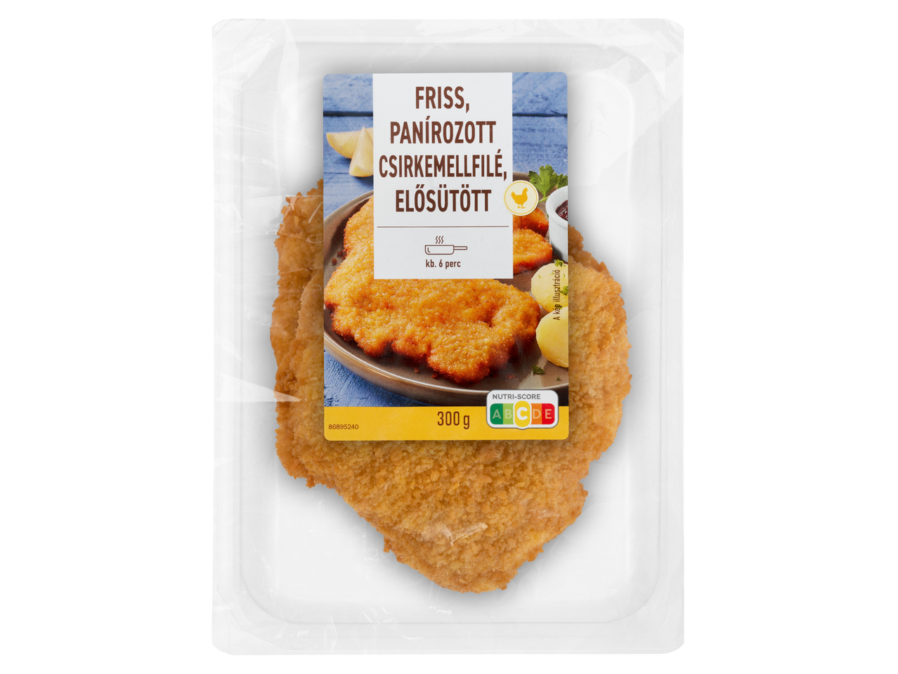Friss, panírozott csirkemellfilé, elősütött, 300g, Nutri-Score C
