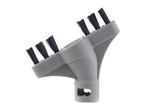 Gray vacuum cleaner brush attachment with black bristles