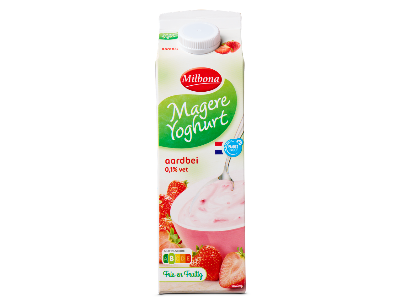 Milbona magere aardbeiyoghurt: 0,1% vet.