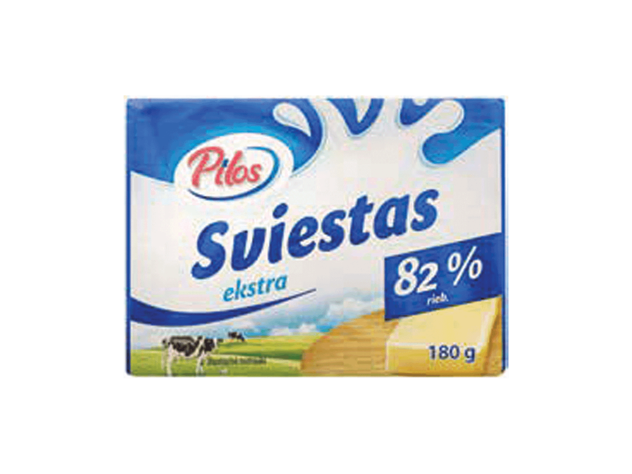 Sviesto pakuotė su užrašu „Sviestas ekstra 82% riebumo“, 180 g