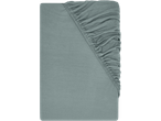 Livarno Jersey Fitted Sheet in a sage green color, showing the elasticated corner.