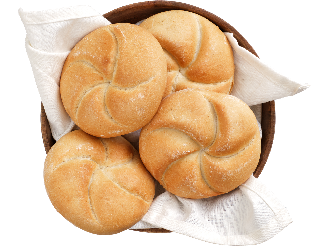 Tikko ceptas maizītes koka bļodā.