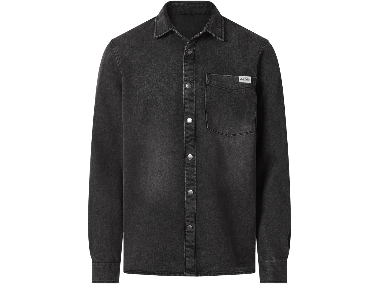 Esmara vyriški juodi džinsiniai marškiniai su krūtinės kišene ir sagomis