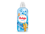 Fles wasverzachter met bloemen, vlinders en een teddybeer, met de tekst 'Morgenfris'.
