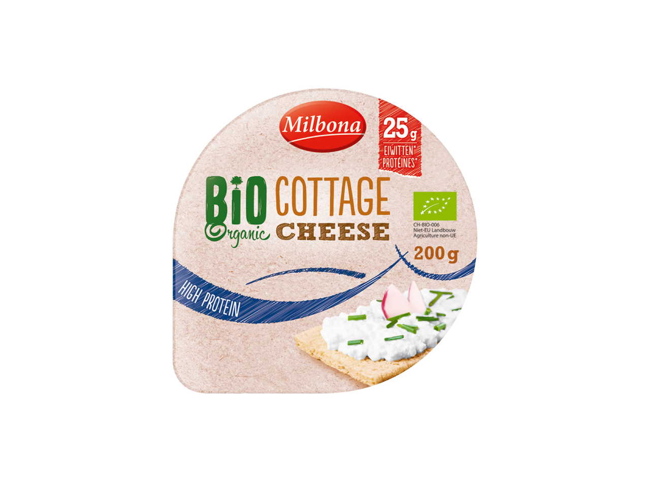 Milbona Bio Kwark, 200 g, hoog eiwitgehalte.