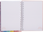 CRELANDO Notizbuch: Otvorena spiralna sveska sa linijama i ilustracijama duge.