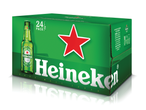 Caixa de 24 garrafas de Heineken, cerveja Lager Premium.