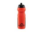 Red sports bottle with a black cap and textured grip