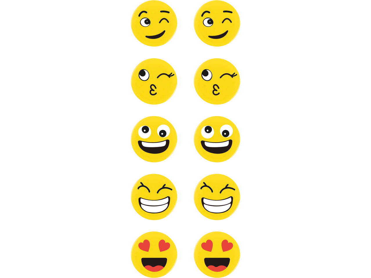 Zece autocolante rotunde cu emoji fericiți.