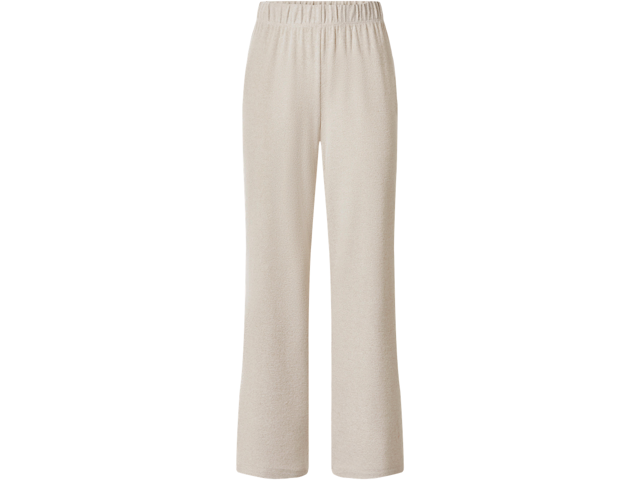 Bézs színű, széles szárú, rugalmas derekú nadrág.