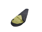 Orin camping sleeping bag, black and lime green.